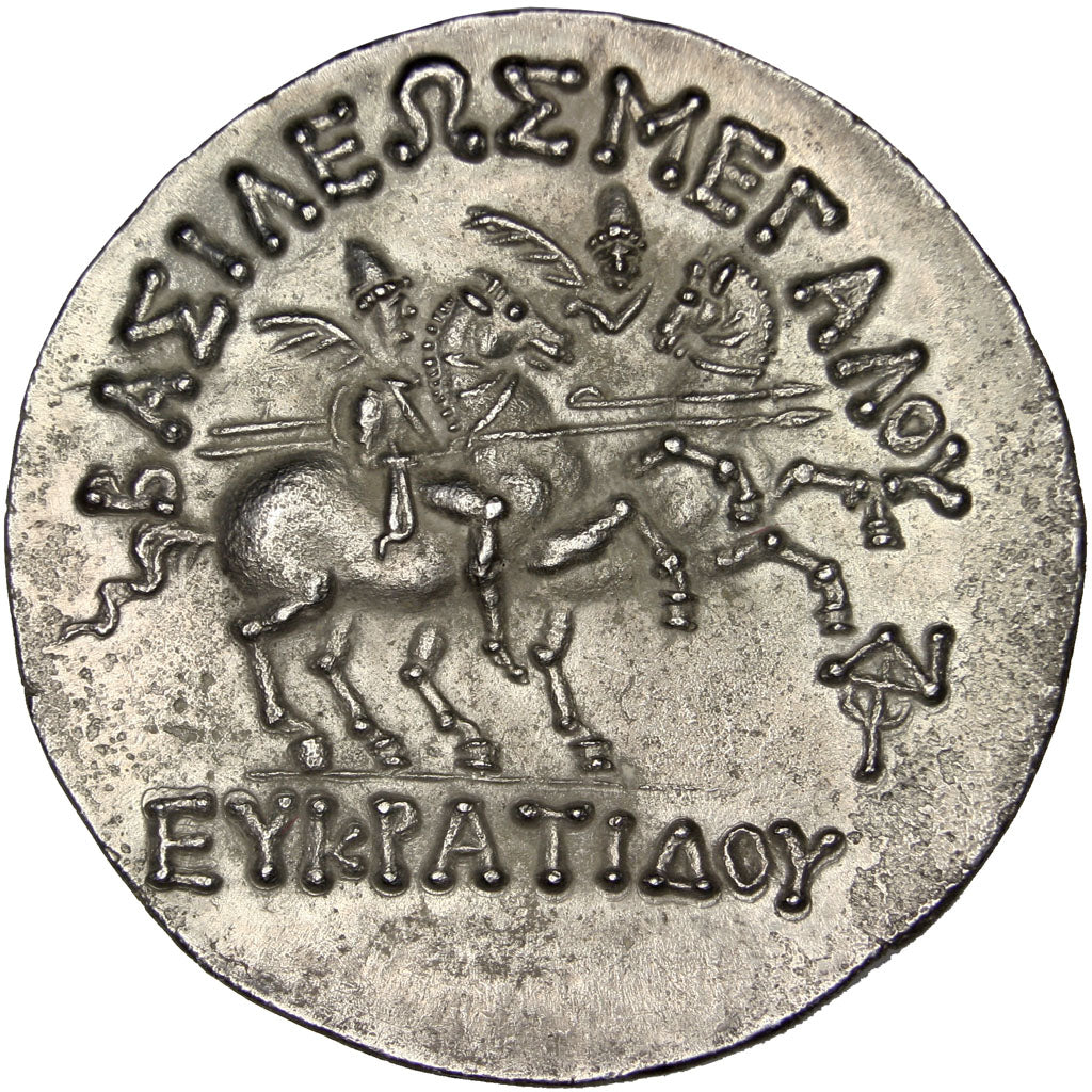 Bactria, Eukratides I, Tetradrachm, NGC Choice AU 5/3