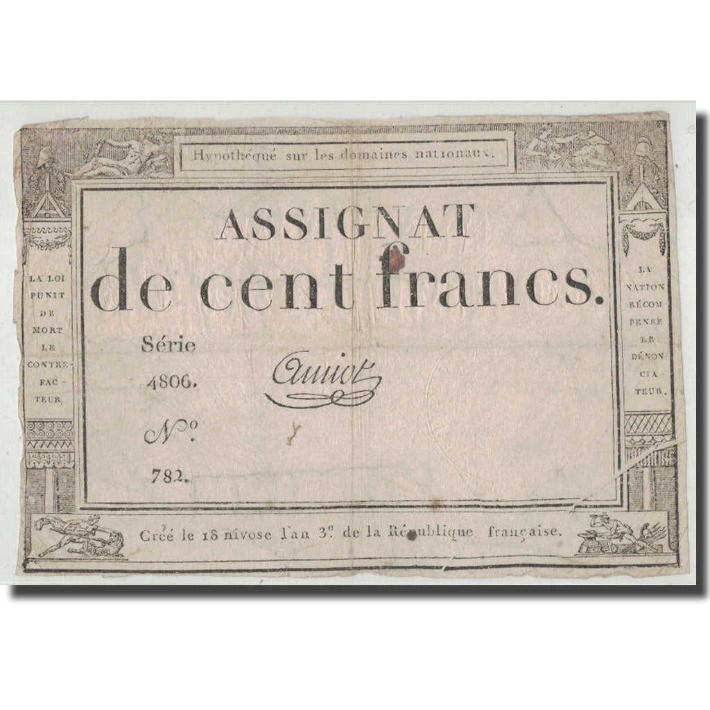 Frankreich, 100 Francs, 1795, Amiot, 7.1.1795, S, KM:A78, Lafaurie:173