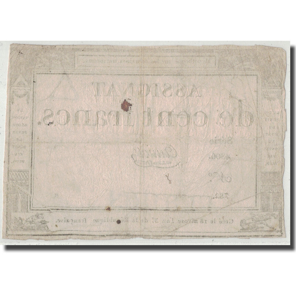 Frankreich, 100 Francs, 1795, Amiot, 7.1.1795, S, KM:A78, Lafaurie:173
