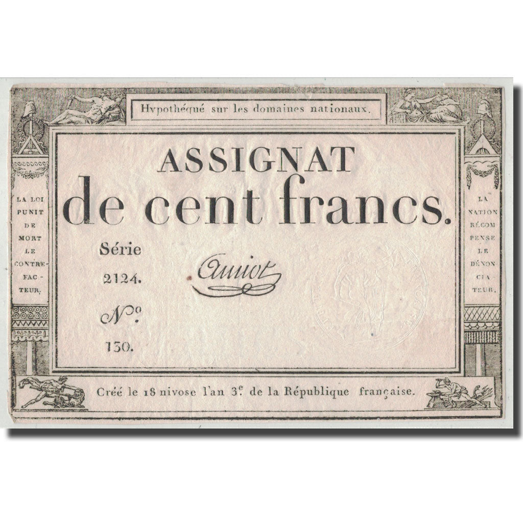 Frankrijk, 100 Francs, 1795, Amiot, 7.1.1795, TTB, KM:A78, Lafaurie:173