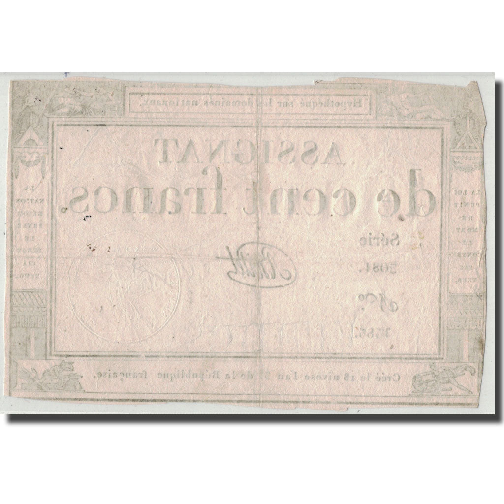 Francia, 100 Francs, 1795, Boitet, 7.1.1795, BC, KM:A78, Lafaurie:173