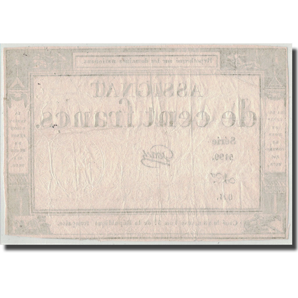 Frankrijk, 100 Francs, 1795, Godet, 7.1.1795, TB, KM:A78, Lafaurie:173