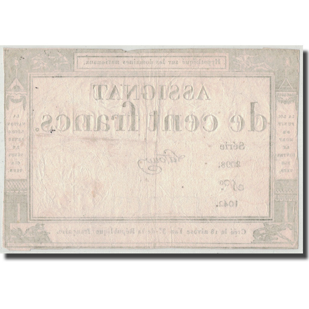Frankrijk, 100 Francs, 1795, Latour, 7.1.1795, TB, KM:A78, Lafaurie:173