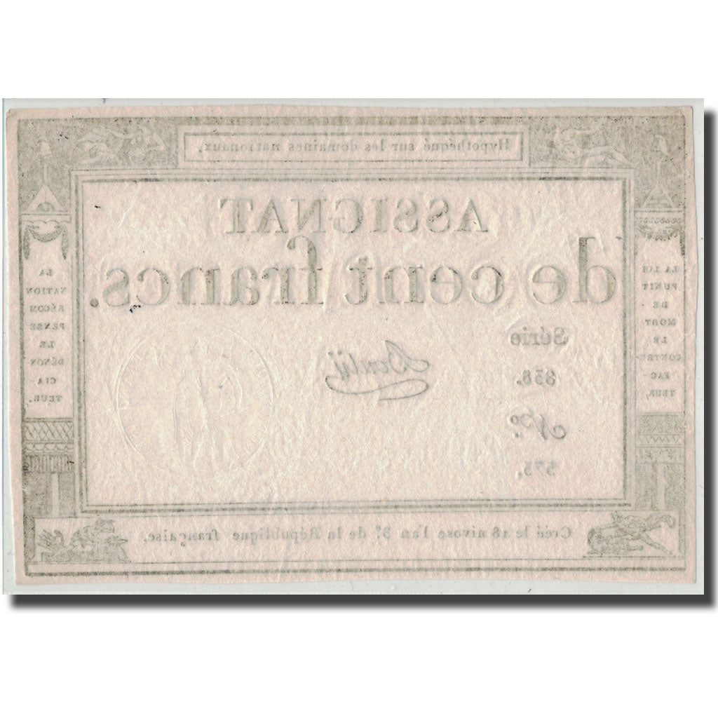 France, 100 Francs, 1795, Bouly, 7.1.1795, VF(30-35), KM:A78, Lafaurie:173