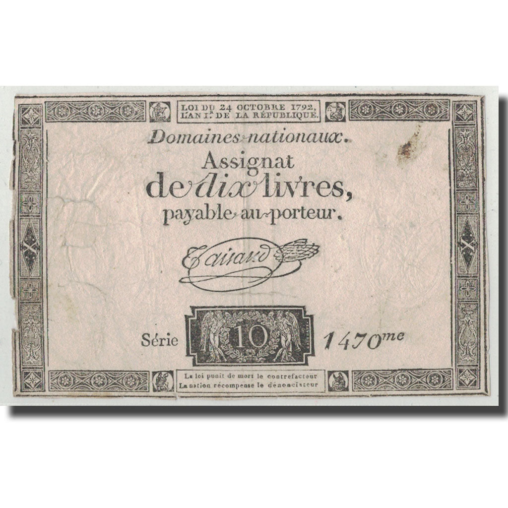 Francia, 10 Livres, 1792, Taisaud, 1792-10-24, BC, KM:A66a, Lafaurie:161b