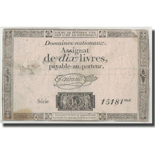 France, 10 Livres, 1792, Taisaud, 1792-10-24, VF(20-25), KM:A66b, Lafaurie:161b