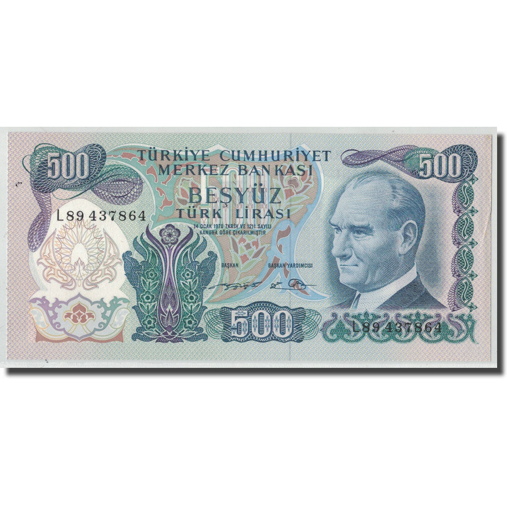 Banknote, Turkey, 500 Lira, L.1970, 1970-01-14, KM:190, UNC(63)