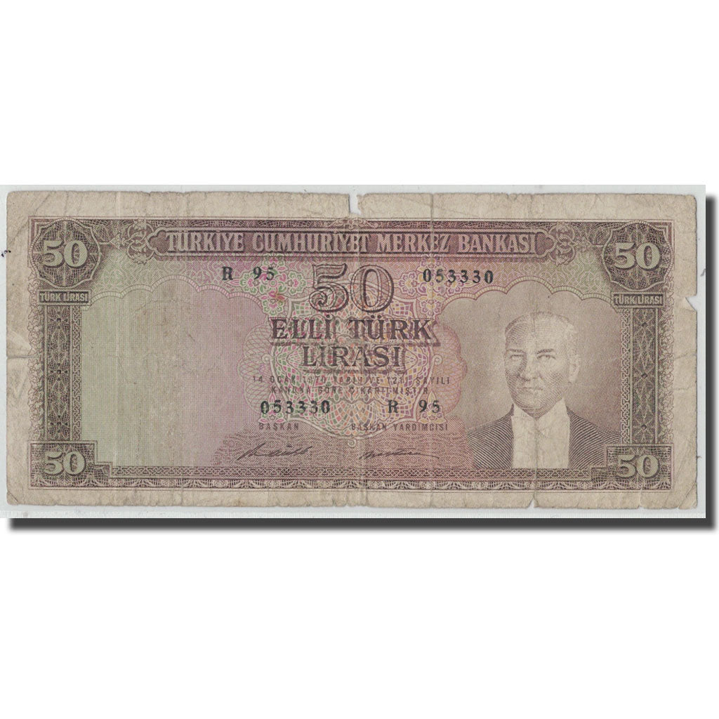 Geldschein, Türkei, 50 Lira, L.1970, 1971-08-02, KM:187Aa, SGE+