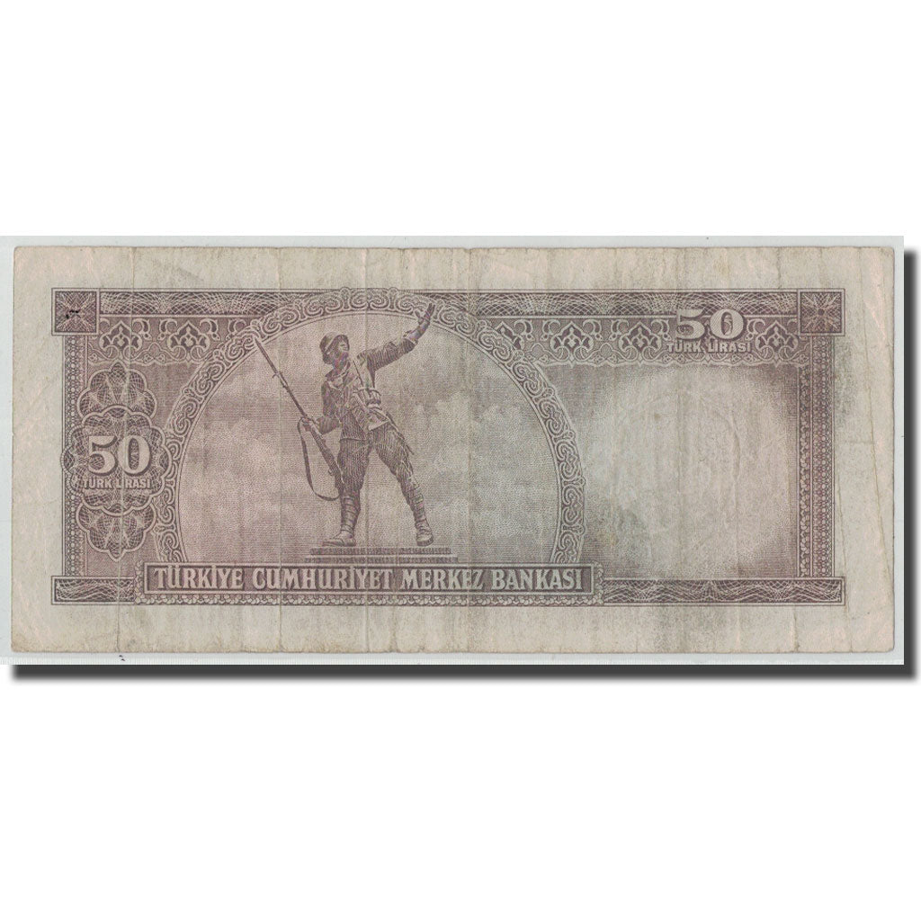 Banknote, Turkey, 50 Lira, L.1970, 1971-08-02, KM:187Aa, VF(20-25)
