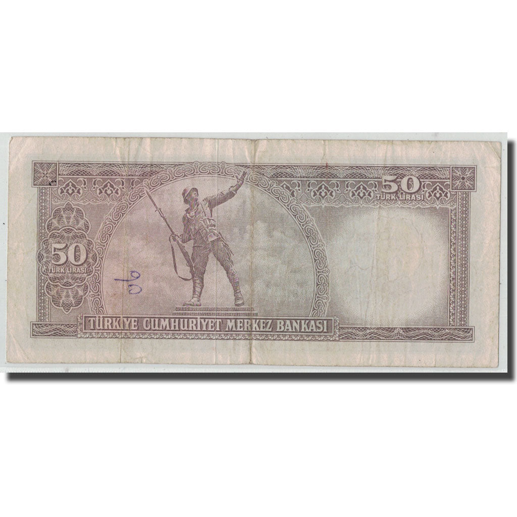 Banknote, Turkey, 50 Lira, L.1970, 1971-08-02, KM:187Aa, VF(30-35)