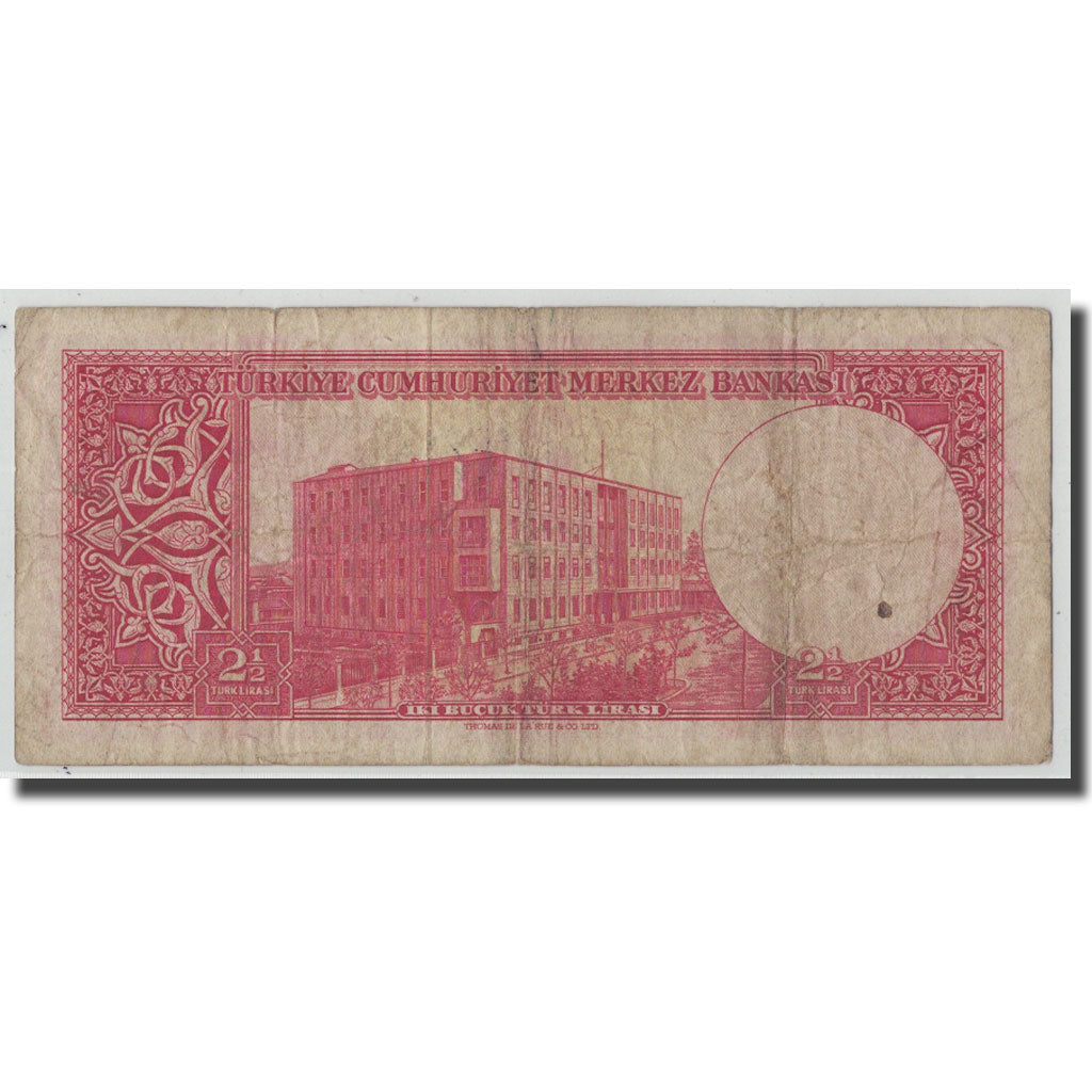 Banknote, Turkey, 2 1/2 Lira, L.1930, 1957-07-01, KM:152a, F(12-15)