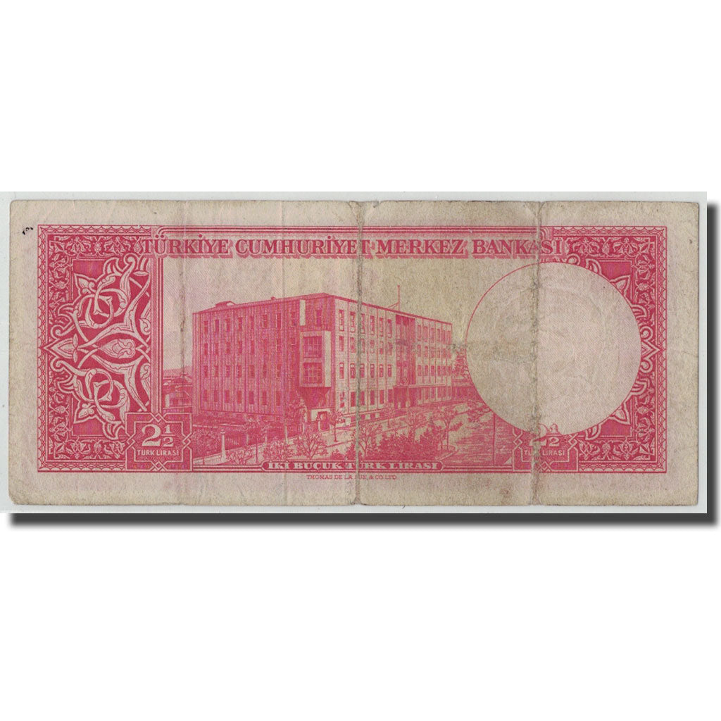Banknote, Turkey, 2 1/2 Lira, L.1930, 1957-07-01, KM:152a, VF(20-25)