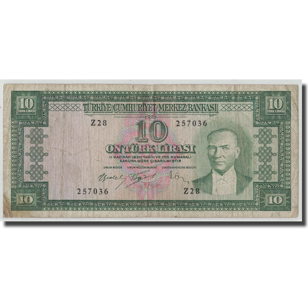 Banknote, Turkey, 10 Lira, L.1930, 1930-06-11, KM:159a, F(12-15)
