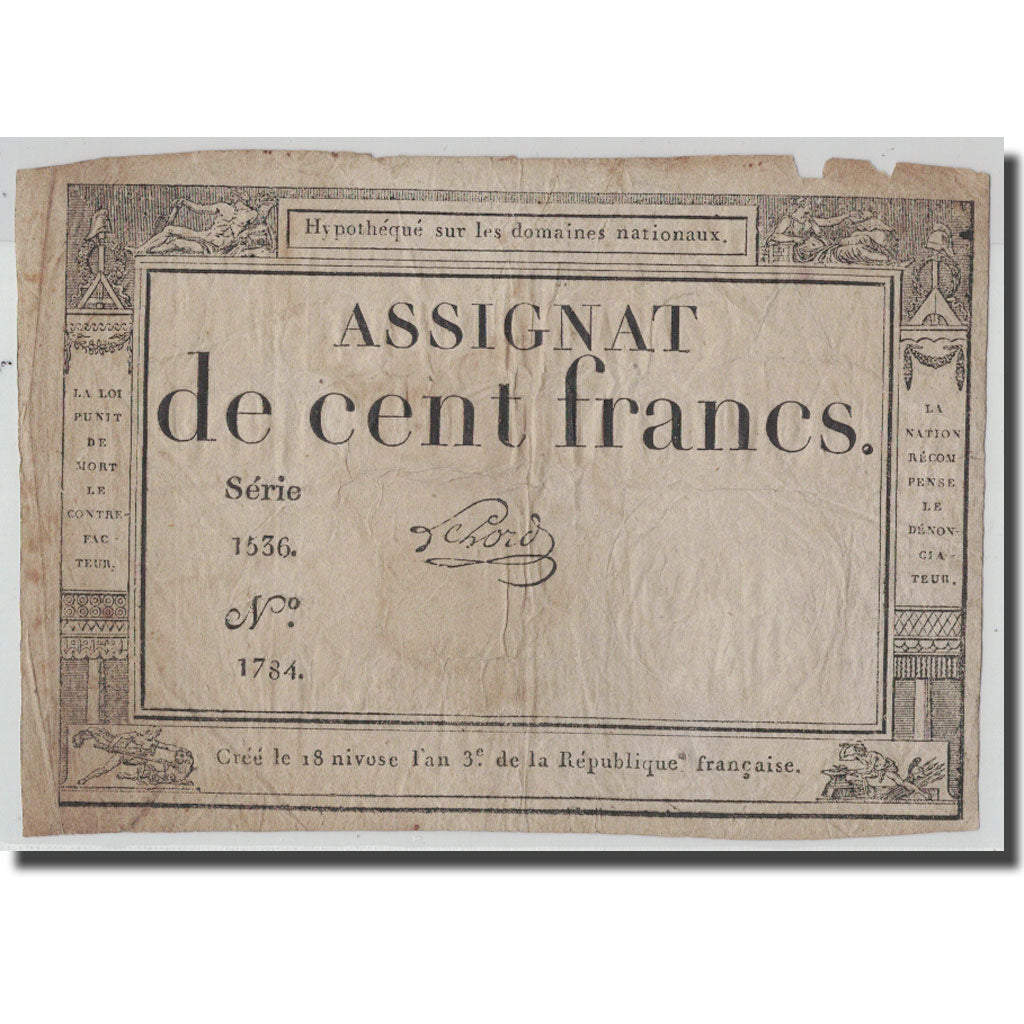 France, 100 Francs, 1795, Lehord, 1795-01-07, F(12-15), KM:A78, Lafaurie:173