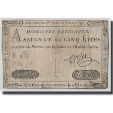 France, 5 Livres, 1791, Corsel, 1791-05-06, F(12-15), KM:A42, Lafaurie:137