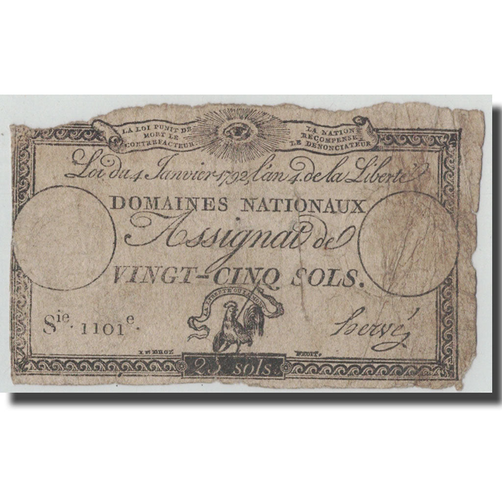 Frankrijk, 25 Sols, 1792, Hervé, 1792-01-04, B, KM:A55, Lafaurie:150