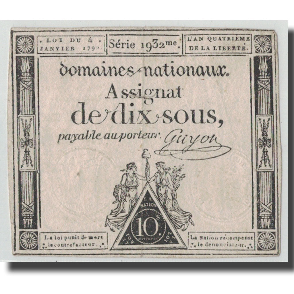 France, 10 Sous, 1792, Guyon, 1792-01-04, VF(20-25), KM:A53, Lafaurie:148