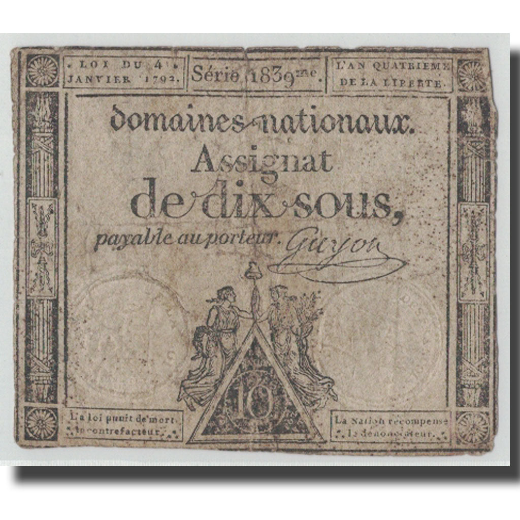 Frankrijk, 10 Sous, 1792, Guyon, 1792-01-04, B+, KM:A53, Lafaurie:148