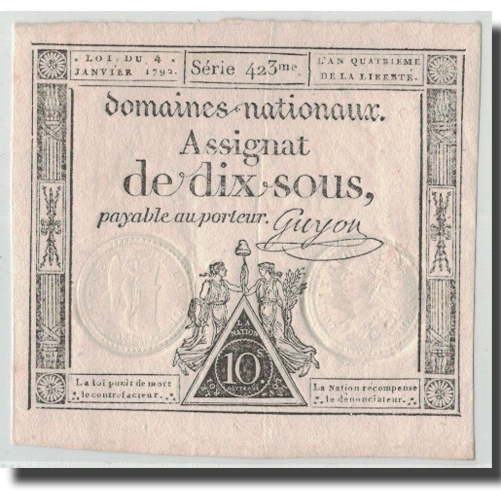 Francia, 10 Sous, 1792, Guyon, 1792-01-04, BB, KM:A53, Lafaurie:148