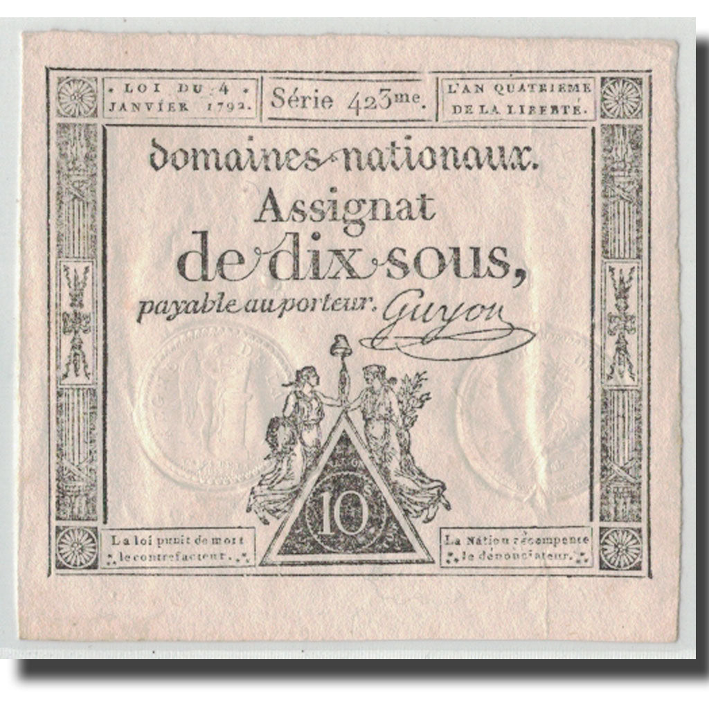 France, 10 Sous, 1792, Guyon, 1792-10-24, AU(50-53), KM:A64a, Lafaurie:159