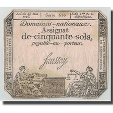 Frankrijk, 50 Sols, 1793, Faussay, 1793-05-23, TB, KM:A70b, Lafaurie:167