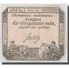 France, 50 Sols, 1792, Faussay, 1792-01-04, VF(30-35), KM:A56, Lafaurie:150