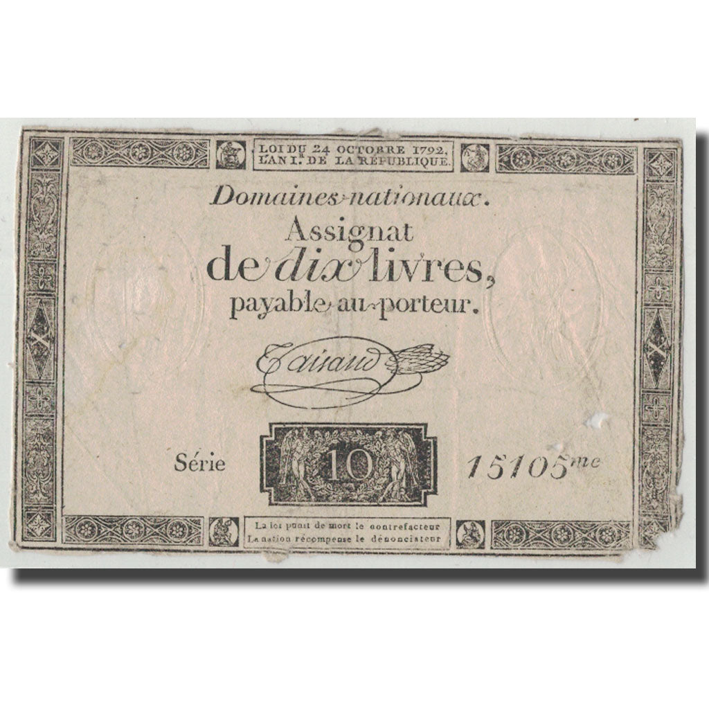 Francia, 10 Livres, 1792, Taisaud, 1792-10-24, RC+, KM:A66b, Lafaurie:161b