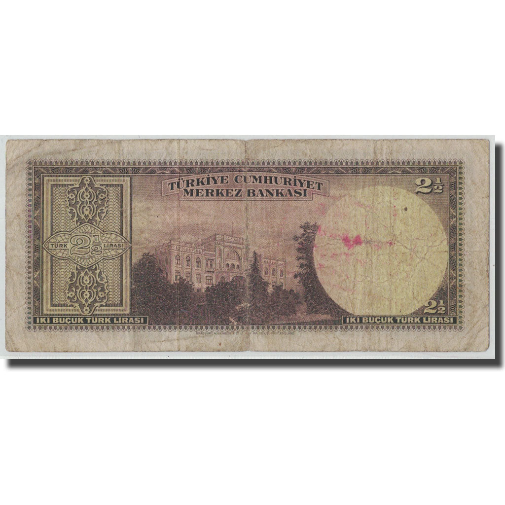 Billete, 2 1/2 Lira, L.1930, Turquía, 1947-03-27, KM:140, RC+