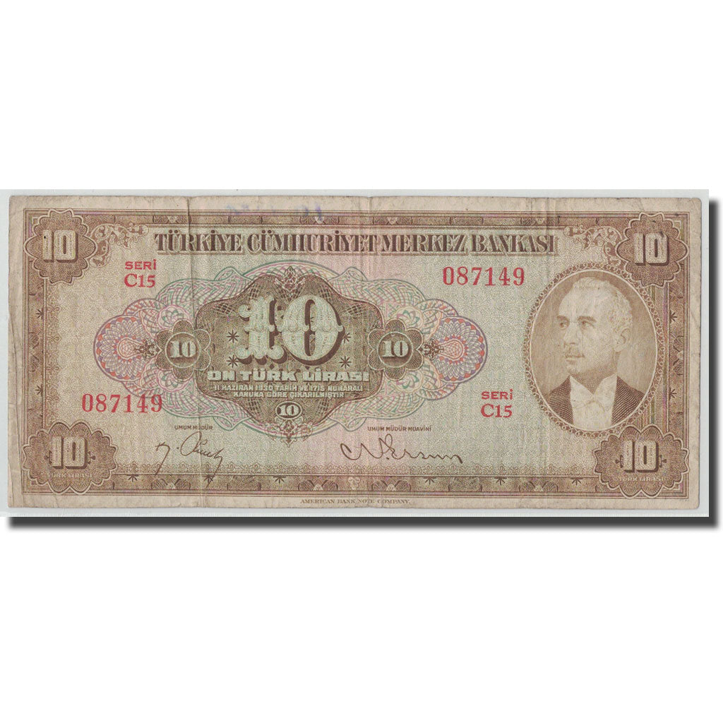 Banknote, Turkey, 10 Lira, L.1930, 1930-06-11, KM:148a, VF(20-25)