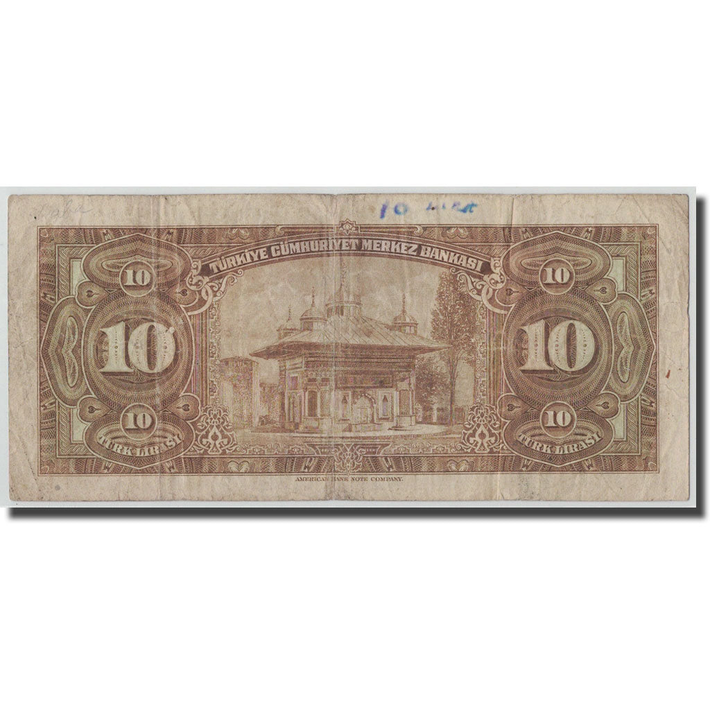 Banknote, Turkey, 10 Lira, L.1930, 1930-06-11, KM:148a, VF(20-25)