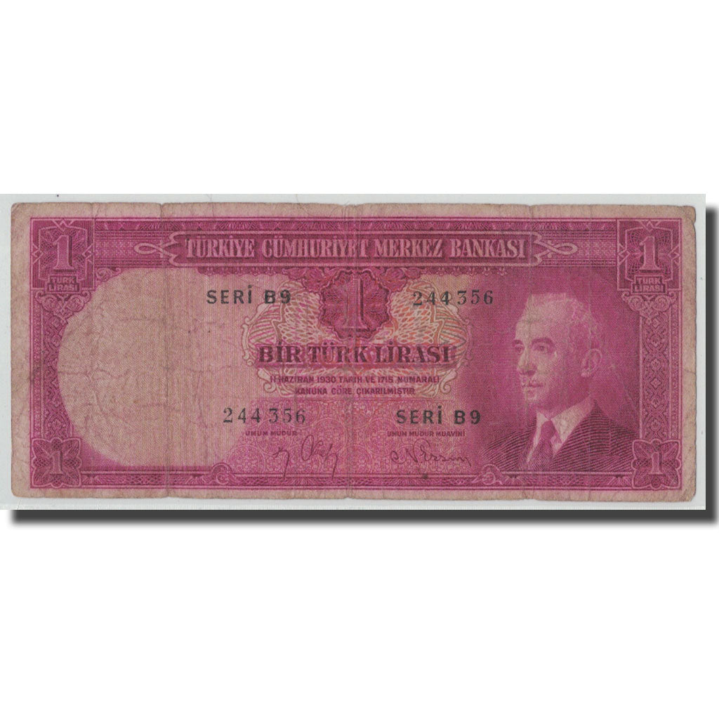 Banknote, Turkey, 1 Lira, L.1930, 1942-04-25, KM:135, F(12-15)