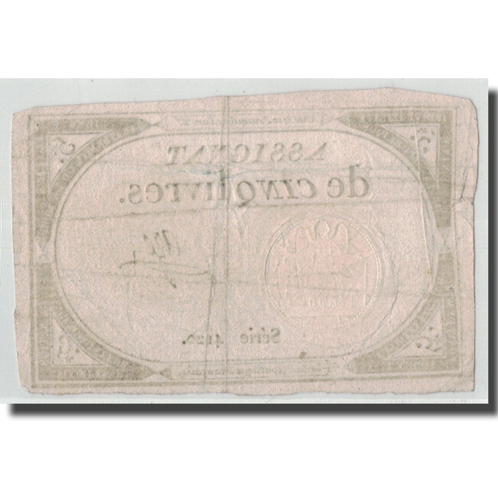 France, 5 Livres, 1793, Aze, 1793-10-31, VF(20-25), KM:A76, Lafaurie:171