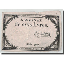France, 5 Livres, 1793, Dubois, 1793-10-31, VF(20-25), KM:A76, Lafaurie:171