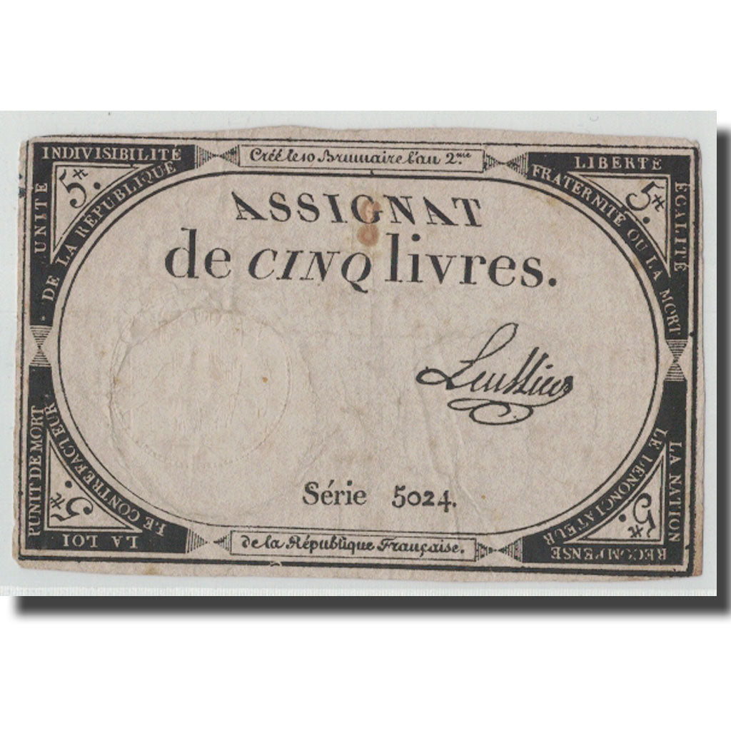 France, 5 Livres, 1793, Leullier, 1793-10-31, F(12-15), KM:A76, Lafaurie:171
