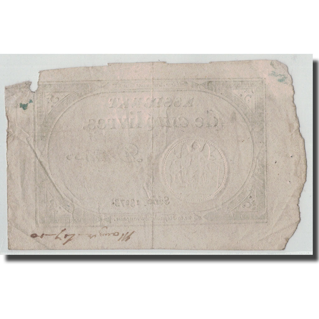 France, 5 Livres, 1793, Drouet, 1793-10-31, B+, KM:A76, Lafaurie:171