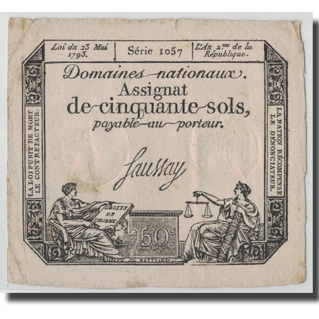 Frankreich, 50 Sols, 1793, Saussay, 1793-05-23, S+, KM:A70b, Lafaurie:167