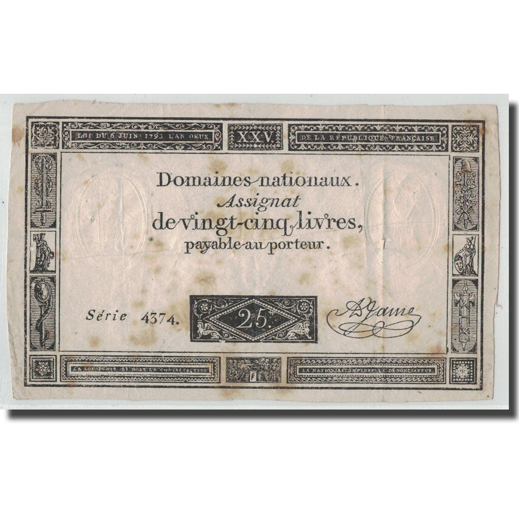 Francia, 25 Livres, 1793, A.Jame, 1793-06-06, MB, KM:A71, Lafaurie:168