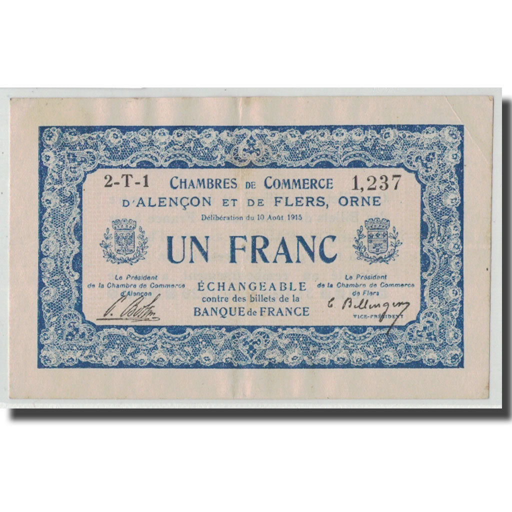 Francja, Alençon et Flers, 1 Franc, 1915, EF(40-45), Pirot:6-17