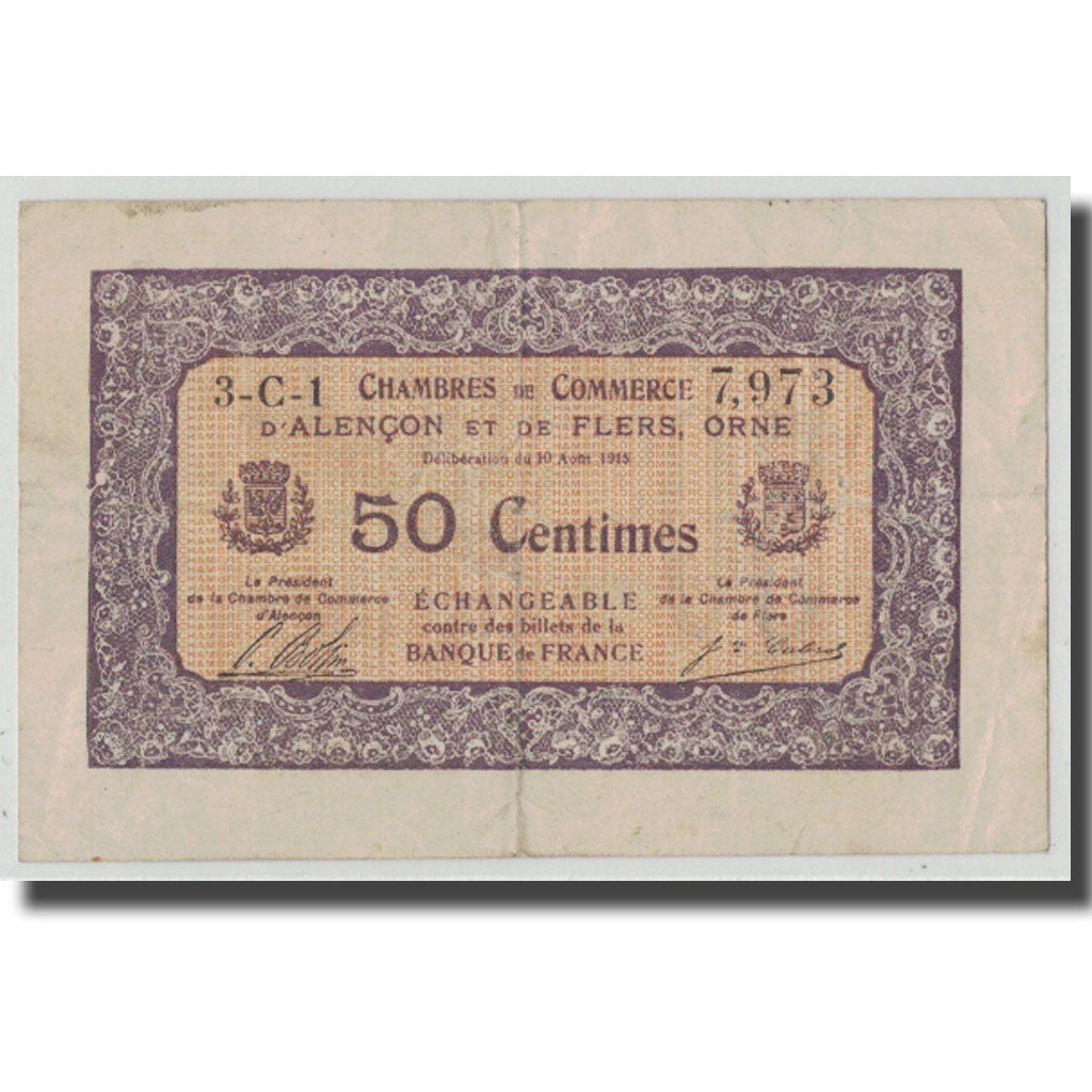 France, Alençon et Flers, 50 Centimes, 1915, VF(30-35), Pirot:6-33