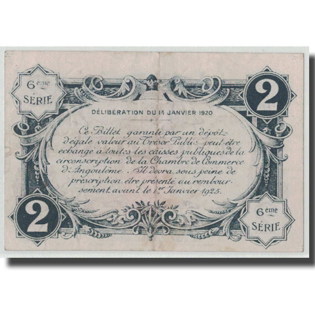 France, Angoulême, 2 Francs, 1920, EF(40-45), Pirot:9-49