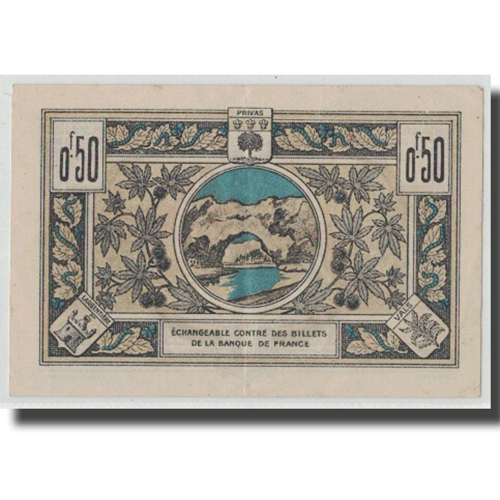 France, Aubenas, 50 Centimes, 1921, AU(55-58), Pirot:14-1