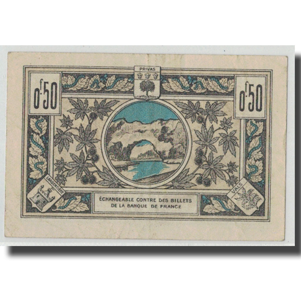 France, Aubenas, 50 Centimes, 1921, EF(40-45), Pirot:14-1