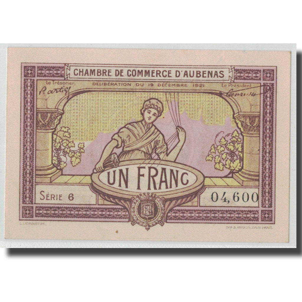 France, Aubenas, 1 Franc, 1921, UNC(65-70), Pirot:14-2