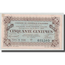 France, Auxerre, 50 Centimes, 1920, AU(55-58), Pirot:17-24