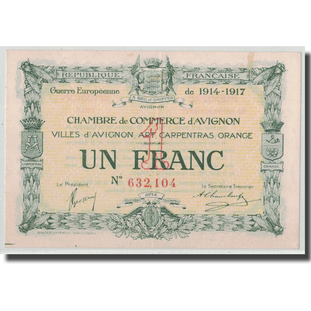 France, Avignon, 1 Franc, 1915, UNC(63), Pirot:18-17