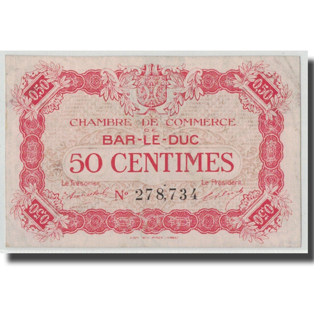 France, Bar-le-Duc, 50 Centimes, 1917, EF(40-45), Pirot:19-9