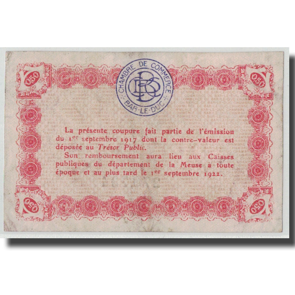 France, Bar-le-Duc, 50 Centimes, 1917, EF(40-45), Pirot:19-9