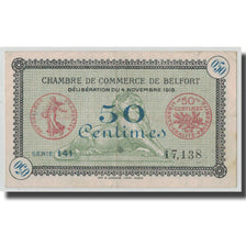 France, Belfort, 50 Centimes, 1918, AU(55-58), Pirot:23-41