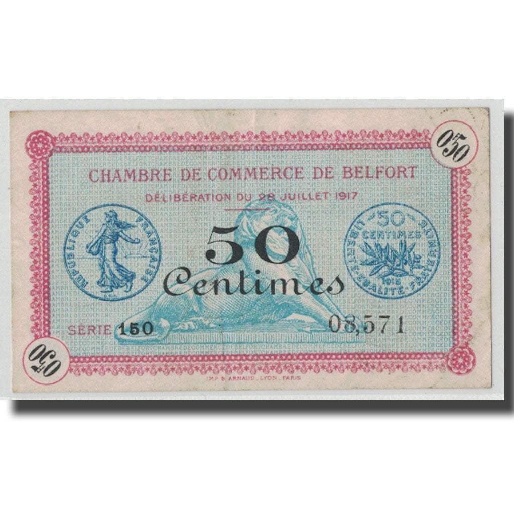 Francia, Belfort, 50 Centimes, 1917, BB, Pirot:23-26