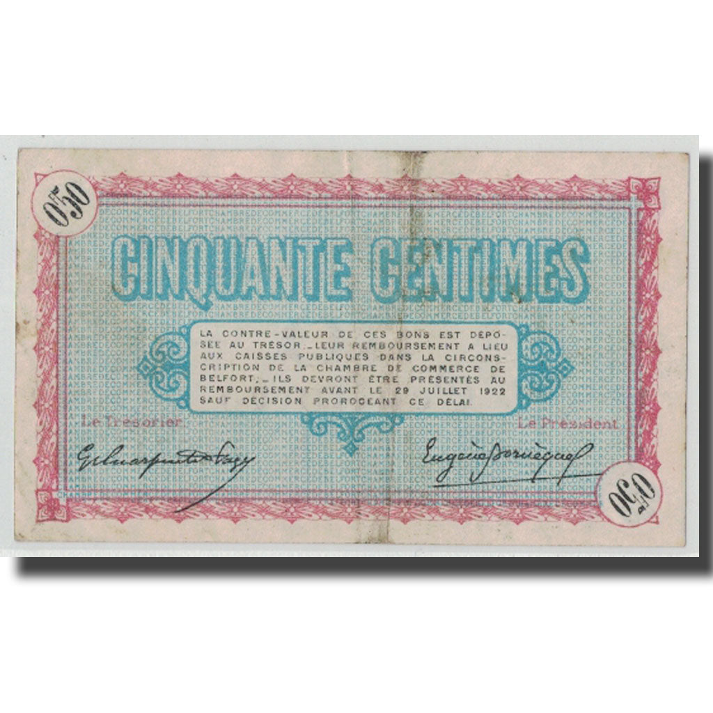 Francia, Belfort, 50 Centimes, 1917, BB, Pirot:23-26
